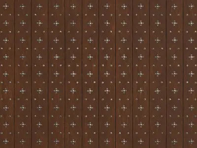Polished Wood Planks with Ornate Silver Star Studs PBR Seamless Texture