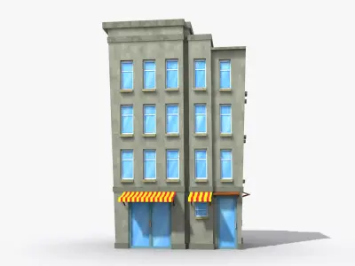 Cartoon Building x23 Low-poly 3D model