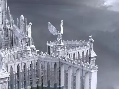Final Fantasy City  High fantasy City ocean 3D model