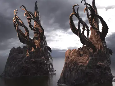 Great Cthulhu Ocean colossal rocks 3D model