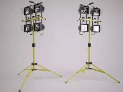 Indutstrial spotlights on Tripod 3D model