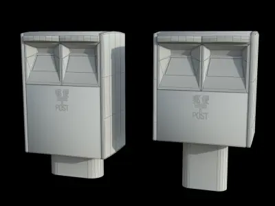 Japanese PostBox Pack Low-poly 3D model
