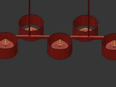 TRIAL four light pendant in copper 3D model
