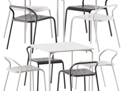 Easy Table by Connubia and Noss Outdoor Chair by Varaschin 3D model