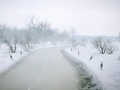 Procedural Winter Road Generator Low-poly 3D model