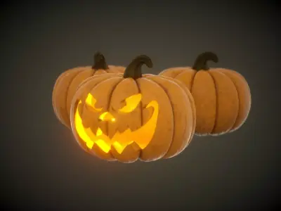 3D Carved and normal pumpkin 3D Model Pack