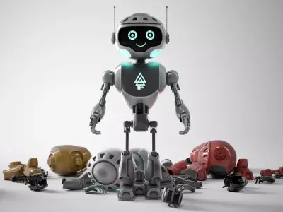 R44 - Futuristic Companion Robot Low-poly 3D model