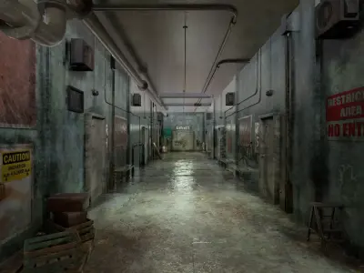 Old Corridor Level-2 Low-poly 3D model