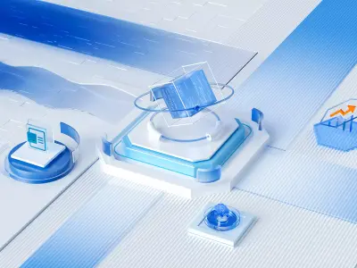 Technology glass block chain  Cubes and icon 3D model 3D model