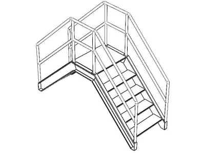 Industrial Steel Crossover Stair 3D model