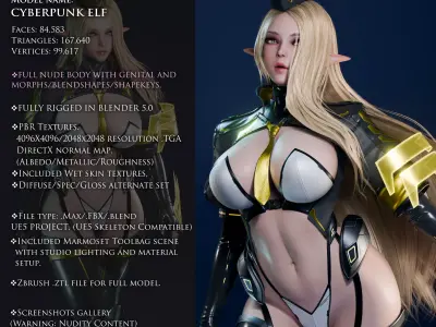 Cyberpunk Elf - Game Ready Low-poly 3D model