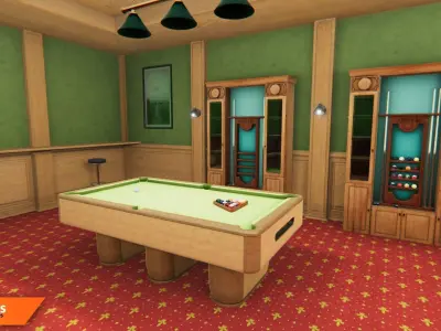 Billiards - interior and props 3D model
