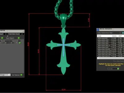 High Cross Pendant Light Gold 18K 3CP021 3D print model