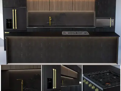 Kitchen 001 with GE cafe appliance 3D model