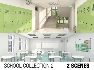 School Collection 2 lockers wall decal 3D Model Pack