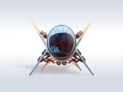 Futuristic Sci-Fi Flying Drone Robot with Cockpit Game Ready  3D model