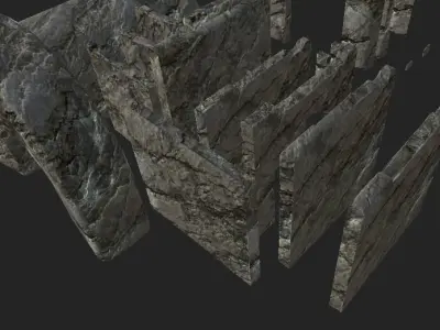 Cave Wall Low-poly 3D model