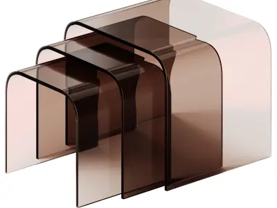 Tonin Casa ANEMONE Glass coffee tables Set 3D model