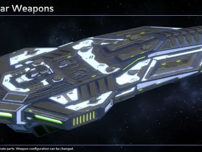 Spaceship Enkar Republic Battleship Rontek Low-poly 3D model