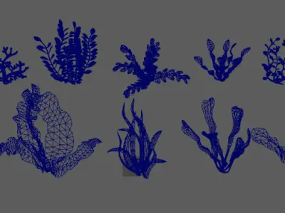 Stylish aquatic plants Low-poly 3D model
