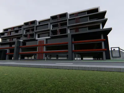 Cubic complex building 3D model