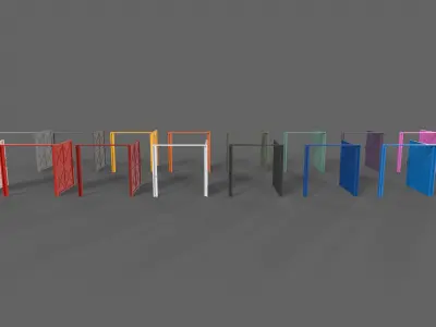 PBR Metal Gate B 3D Model Pack
