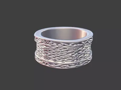 Geometric Pattern Ring Silver Jewelry 3D Model 3D print model