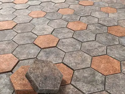 Paving stone  hexagon 3D model