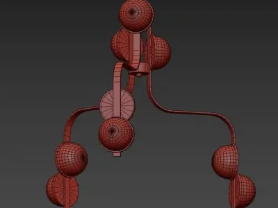 Script gold chandelier with balls hanging from it 3D model