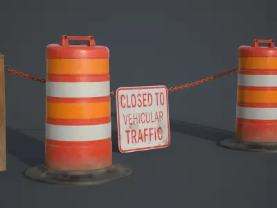 Road Barrier Old Low-poly 3D model
