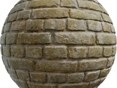 Yellow Sandstone Brick Wall PBR Texture  Texture