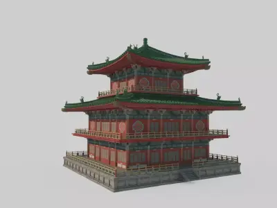 Asian Ancient Architectural Palace Library 3D model