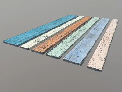 Planks colored Low-poly 3D model