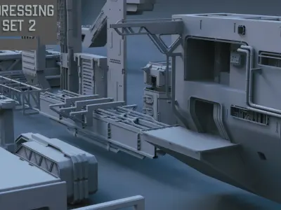 Scifi dressing kitbash set 2 Low-poly 3D model