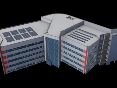 3D Building Low Poly  Low-poly 3D model