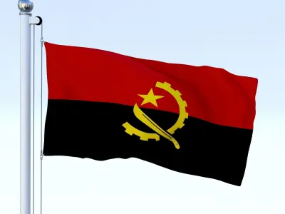 Animated Angola Flag Low-poly 3D model