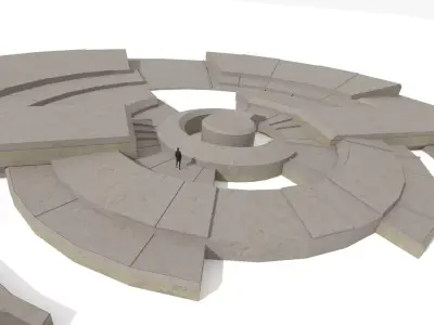 Brutalist Benches 26 Low-poly 3D model