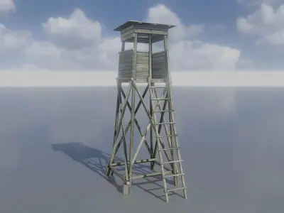 Hunting Pulpit with Roof 7m Low-poly 3D model