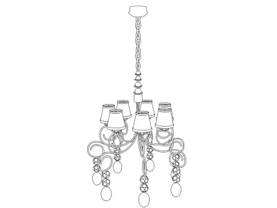 Chandelier gold and glass Free 3D model