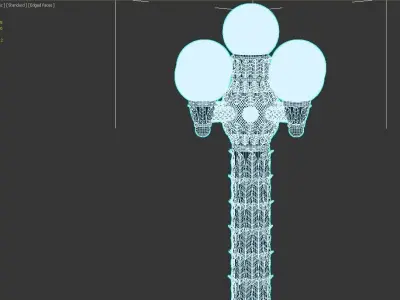 Three arm street lamp 3D model