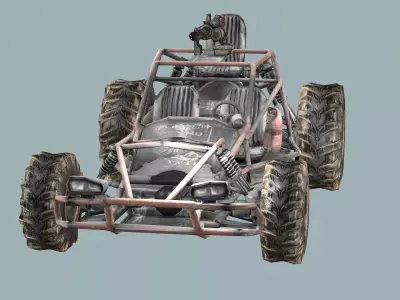 Post-Apocalypse Buggy Car C With Gunholder 3D Model Low-poly 3D model