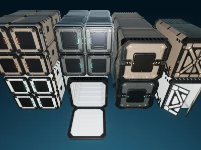 SciFi Cargo Containers Low-poly 3D model