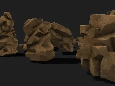 Mountain desert Rocks - PBR Pack 05 Low-poly 3D model