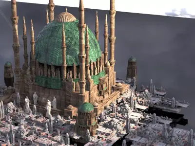 Sci fi Temple structures star wars style kit bash 3D model
