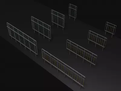 Fencing of city streets Low-poly 3D model