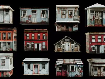 Old Building collection V2 Low-poly 3D model