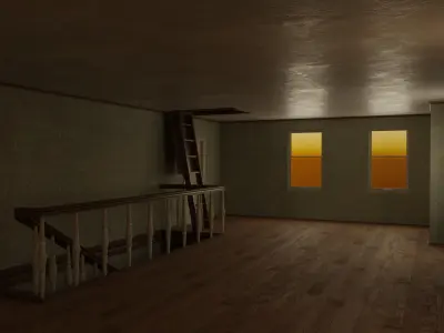 Classical American House with interior Low-poly 3D model