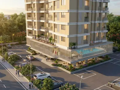 Modern High-Rise Residential Skyscraper 3D Model Low-poly 3D model