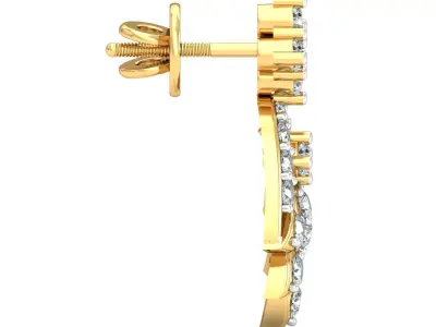 Yellow gold diamond earring-P2 E-15 3D print model