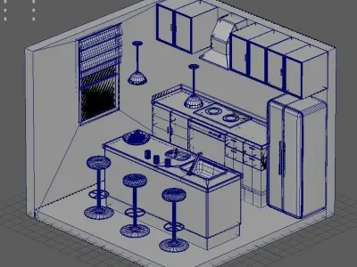 Kitchen design Low-poly 3D model
